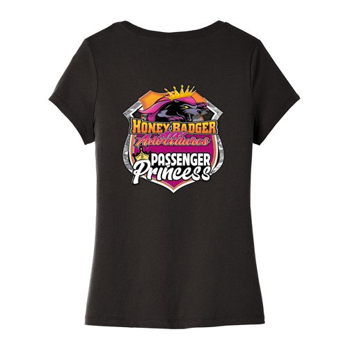 Passenger Princess super soft V-Neck Small left chest crest and Passenger Princess on backPrint